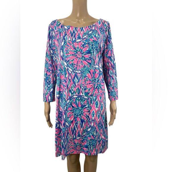 Lilly Pulitzer Dresses & Skirts - Lilly Pulitzer Tiki Pink Shake It Up Vibrant Summer Dress Size XL